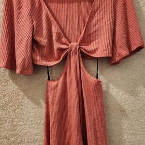 Forever 21 Rust Tie-Front Mini Dress